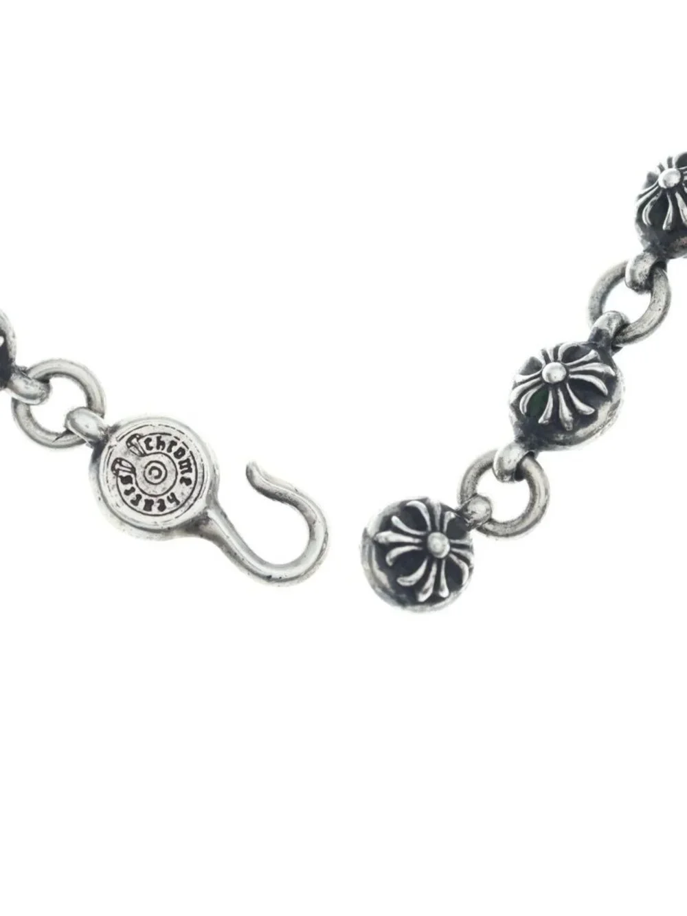 Chrome Hearts 2 Cross Ball Chain Silver Necklace